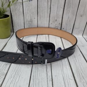 New 2-1/4" High-Gloss Leather Sam Brown 2-Row Stitch Duty Belt